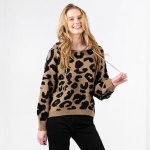 Lyla + Luxe Maximus Oversized Sweater Leopard Hoodie